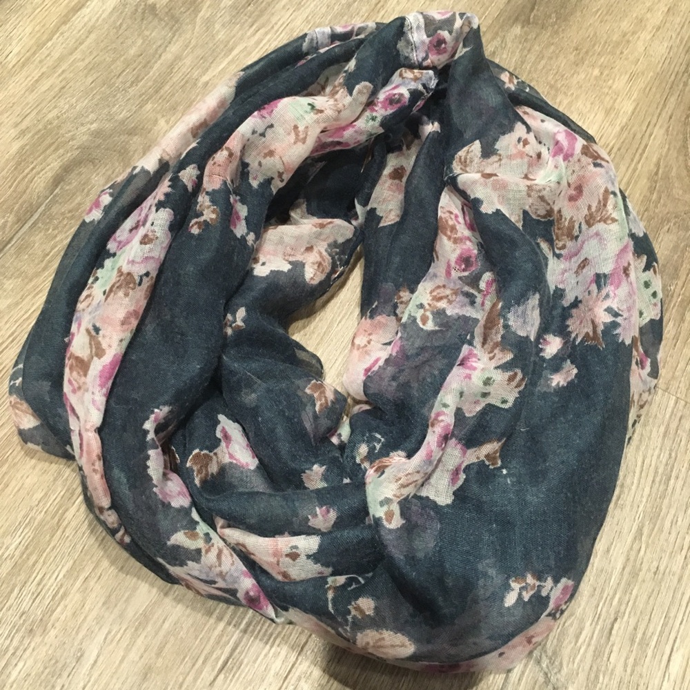 Navy floral infinity scarf
